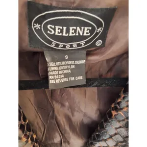 Selene Sport Vintage S Faux Snakeskin Leather Animal Print Long Jacket Coat NWOT thumbnail 7
