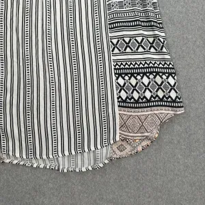 Pants Store Mini Dress Women's Large Halter V-Neck Black/Brown Stripe Summer thumbnail 3