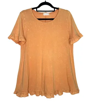Altar’d State Wren Ruffle Swing Short Sleeve Top Size Large Boho Soft Girl Tee thumbnail 1