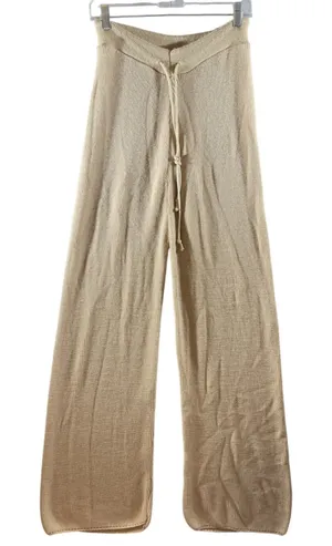 430 | Nasty Gal Cream Knit‎ Wide Leg Pants Cozy Lounge Sweater Pants Medium thumbnail 1