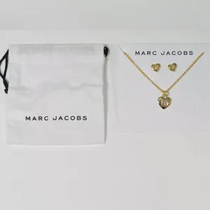 $120 Retail: NWT Marc Jacobs Heart Stud Earrings and Necklace Set thumbnail 1