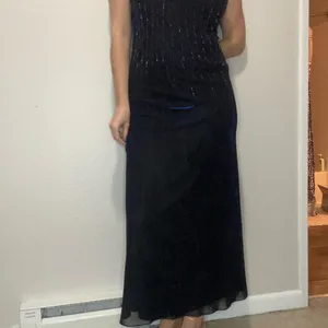 Vintage Betsy & Adam by Jaslene Gown 12P Fits Modern 6 Beaded Maxi Slip Dress thumbnail 4