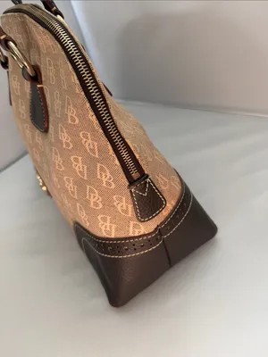 Dooney & Bourke Tan and Brown Logo Dome Satchel thumbnail 5