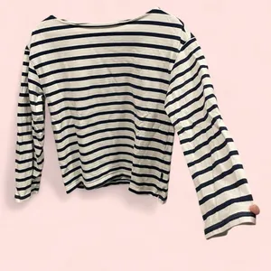 Cute AG Jeans white navy cotton stripe boat neck top nautical coastal cool thumbnail 2