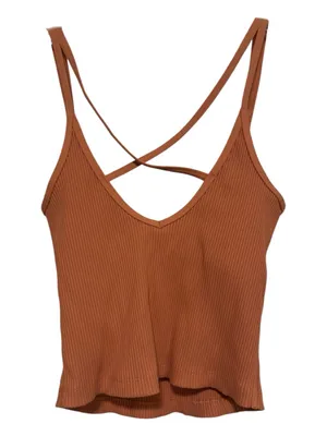 Vuori Rib Crop Tank Terracotta Crisscross Back Size XS thumbnail 2