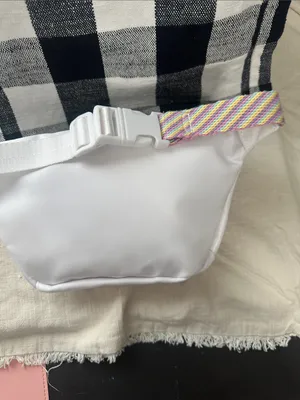 White Crossbody Belt Bag with Pink 'S' Patch by Stoney Clover Ln NEW thumbnail 3