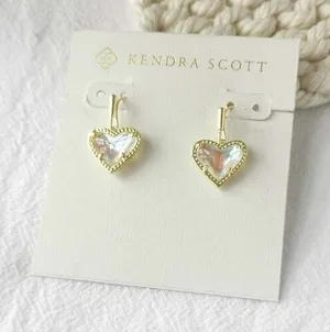 Kendra Scott Ari Heart Gold Dichroic Glass Earrings thumbnail 1