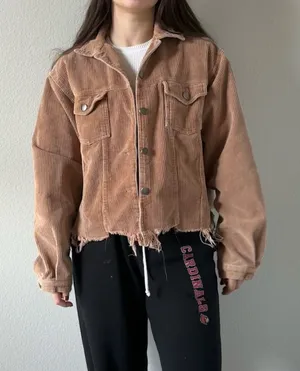 POL Tan Corduroy Denim Jacket thumbnail 1