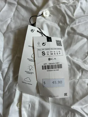 Zara White Short Sleeve Button-Down Shirt thumbnail 3
