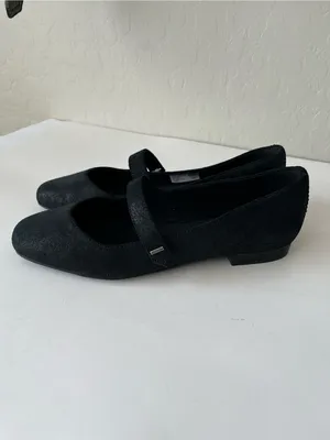 Toms Bianca Ballet Mary Jane Flats Black Metallic Suede NEW NWT Size 8.5 thumbnail 2