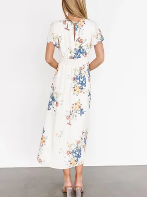NWT Baltic Born Kristen Midi Dress in Cream Floral Women’s Size XS Smocked Back thumbnail 2