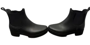 Jeffrey Campbell Women's Size 8 Black Chelsea Rain Boots Ankle Pull On thumbnail 1