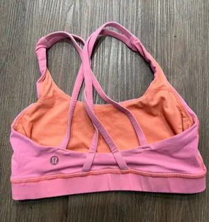 Lululemon‎ Free To Be Bra Pink Orange Strappy Back Yoga Sports Bra Size 4 thumbnail 1
