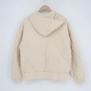 Wild Fable Quilted Jacket Womens Small Cream Full Zip Cotton Hooded Long Sleeve thumbnail 7