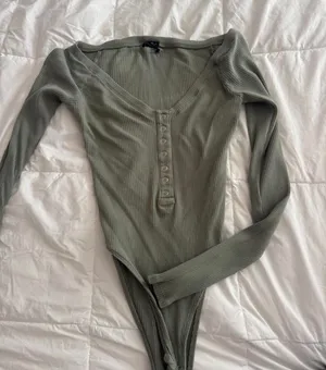 Out from Under Urban Outfitters Sage/Olive Green Ribbed Henley Bodysuit thumbnail 1
