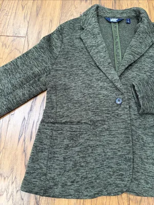 Lands’ End Women’s Green Marled fleece lined blazer jacket size L thumbnail 3