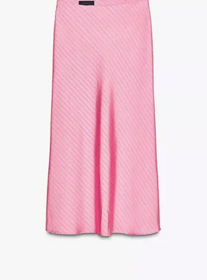 ZARA Striped Satin Midi Skirt thumbnail 1