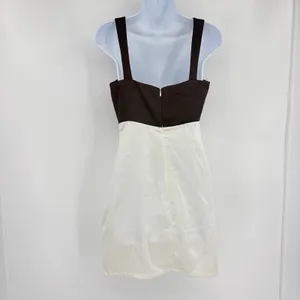 Princess Polly Y2K Satiny Mini Dress Sz 4 Babydoll Quiet Luxury HOCO Colorblock thumbnail 6
