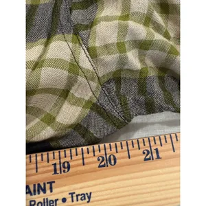 We The Free Ruched Sleeve Fringe Hem Plaid Snap Button Shirt Black Women's Small thumbnail 10