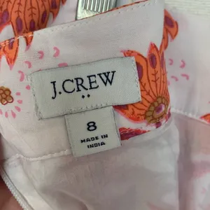 J Crew womens size 8 medium midi skirt faux wrap white orange pink pattern demur thumbnail 2