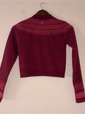 Fabletics Holly Seamless Fair Isle Cropped Mock Neck Long Sleeve Top M thumbnail 3