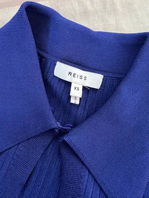 Reiss Blue Ronnie Collared Knitted Long Sleeve Ribbed Midi Bodycon Dress Size XS thumbnail 12