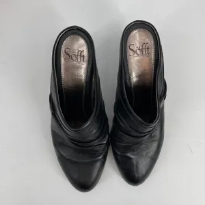 Sofft Black Leather‎ Heeled Mules Size 9M Dressy Slip On Heels Comfort thumbnail 5
