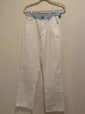 Studio seven designs Jodie Jeans white with blue trim thumbnail 10