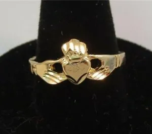 (Size 9) 14KT Gold EP Claddagh Irish Celtic Wedding Ring thumbnail 2