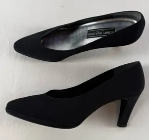 Vintage Stuart Weitzman Fabric Point Toe Pumps‎ in Black Size 10 thumbnail 1