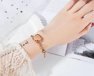 14K Rose Gold Plated Love Heart Charm Bracelet for Women thumbnail 3
