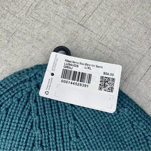 Ribbed Merino Wool Knit Beanie Winter Hat Green Jasper Nwt thumbnail 8