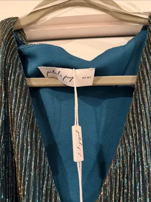 Petal‎ & Pup Shimmery Teal Wrap Jumpsuit with Tie Waist small thumbnail 5