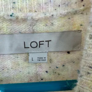 Loft Size Large Sweater Cream Speckled Oversized Batwing Pullover Fuzzy Knit NWT thumbnail 5