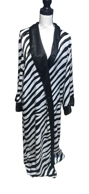 Vintage Victoria’s Secret Gold Label Black & White Zebra Print Satin Long Robe thumbnail 1