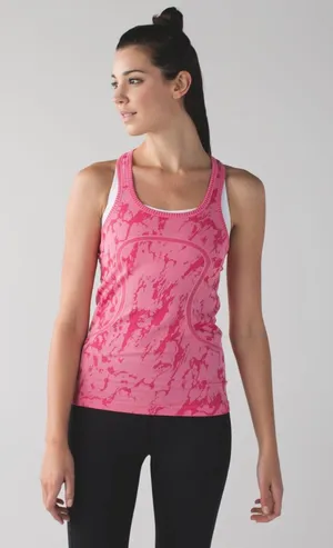 Lululemon Swiftly Tech Racerback Tank Heathered Bon Bon Sz 6 Pink Static Pattern thumbnail 1