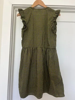 Nation LTD lichen check Tegan cotton ruffled shirt dress, S, cottage, prairie thumbnail 6