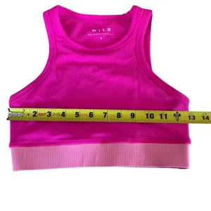 WILO The Label Ribbed Sports Bra Women S Pink High Neck Racerback‎ Barbiecore thumbnail 5