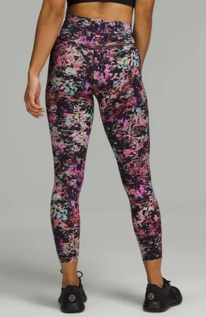 Lululemon Base Pace High Rise Tights Leggings Stencil Blossom Size 8 thumbnail 1