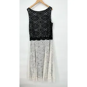 Betsey Johnson Crochet Lace Dress Size 14 Boho Romantic Feminine‎ Black Ivory thumbnail 6