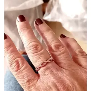 NEW 14k Rose Gold-Plated S925 Simulated Diamond Eternity Twist Ring, Size 7.5‎ thumbnail 14