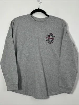 Ariat REAL Women’s Medium Oversized Fit Gray Long Sleeve Graphic Shirt thumbnail 3