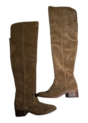 Dolce Vita Kitt Taupe Brown Suede Almond Toe Over the Knee Low Heel Boots Sz 6 thumbnail 1