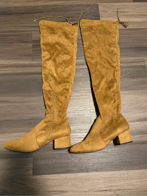 Women’s Over-the-Knee Block Heel Boots in Mustard thumbnail 2