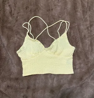 Pastel Yellow Crisscross Back Shirred Cami Top thumbnail 2