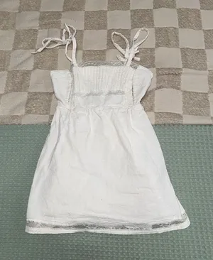 Storia white Linen Blend Mini Babydoll Dress size S thumbnail 1