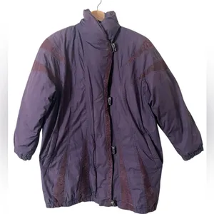 Vintage Cyclone Purple Down Puffer Jacket 80s Snakeskin‎ Details Medium thumbnail 1