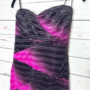 Bailey Blue Strapless Black & Pink Textured Mini Dress Size Medium thumbnail 3