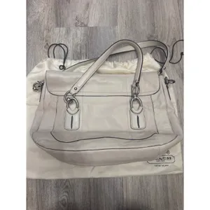 Coach‎ Kristin Off White Leather Flap Shoulder Bag Crossbody Silver Hardware thumbnail 5