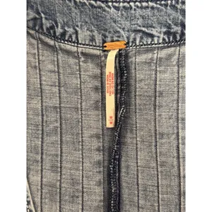 Free People Womens Romper Blue Webster Denim V Neck Relaxed Pleated Jean Medium thumbnail 6